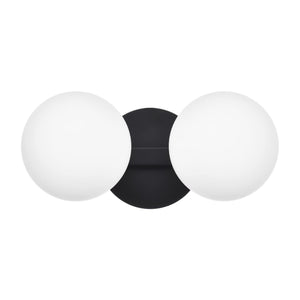 Bathroom Vanity Light Fixtures, Modern 2 Lights Globe Wall Sconce Lighting Matte Black, Porch Wall Mount Light Fixture For Bathr