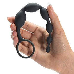 Fifty Shades Of Grey Pleasure Intensified Black Silicone Anal Beads - Graduated Size - 7.5 Inch