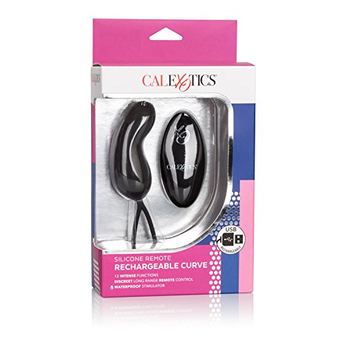 Calexotics 12-Function Waterproof Silicone Remote Rechargeable Curve Massager Vibrator, Black