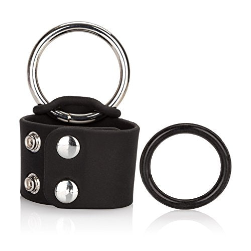 Calexotics Colt Scrotum Set     Silicone Male Enhancement Ring With Support Band     Sex Toys For Men     Black