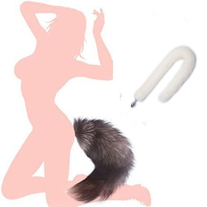 Ooiixx Butt Plug Fox Tail Cosplay Anal Plug Anal Butt Plug Adult Sex Toys for Beginner Women Men Couple (31 '' White)