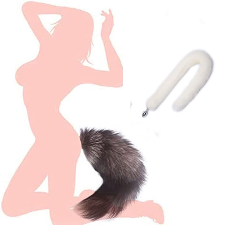 Ooiixx Butt Plug Fox Tail Cosplay Anal Plug Anal Butt Plug Adult Sex Toys for Beginner Women Men Couple (31 '' White)