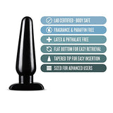 Blush Anal Adventures Basic Butt Plug - 6 1/2 Inch Large Easy To Insert Smooth Latex Free Pleasure Advanced Adult Toy - Comfortable Anchor Base - Sex Toys For Women Men Couples - Black