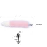 OOIIXX Anal Plug with Sexy Tail for Cosplay, Adult Sex Toys of Stainless Steel Anal Plug (White-Pink Kit, Medium)