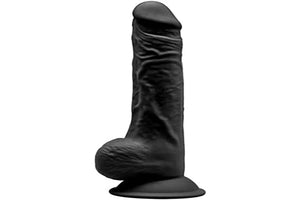 Silexd 9.5 Inch Realistic Silicone Dual Density Dildo With Suction Cup With Balls Black