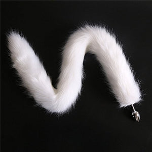 Ooiixx Butt Plug Fox Tail Cosplay Anal Plug Anal Butt Plug Adult Sex Toys for Beginner Women Men Couple (31 '' White)