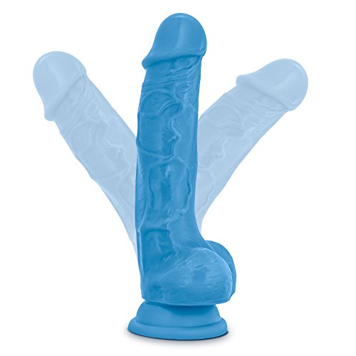Blush Neo - 7.5 Inch Realistic Sensa Feel Dual Density Ultra Soft Realistic Dildo - Suction Cup Strapon Harness Compatible - 1.5 Inch Thick Sex Toy For Men Women - Neon Blue