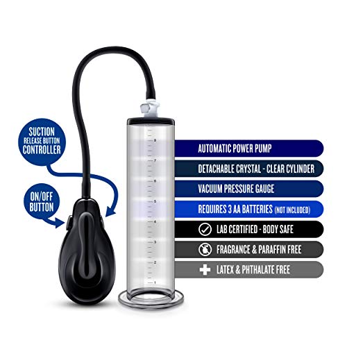 Blush Performance Vx9 Advanced Automatic Powered Pumping Penis Enhancement System Featuring Nterchange System Compatibility, Easy Release Silicone Tubing, 9.5 Inch Durable Etched Acrylic Cylinder