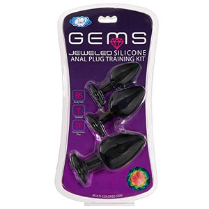 Cloud 9 Novelties Gems Silicone Anal Plug - Includes Small, Med & Large Size