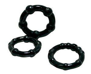 Shibari Triton Enhancement Pleasu-Rings Black With Knubbs