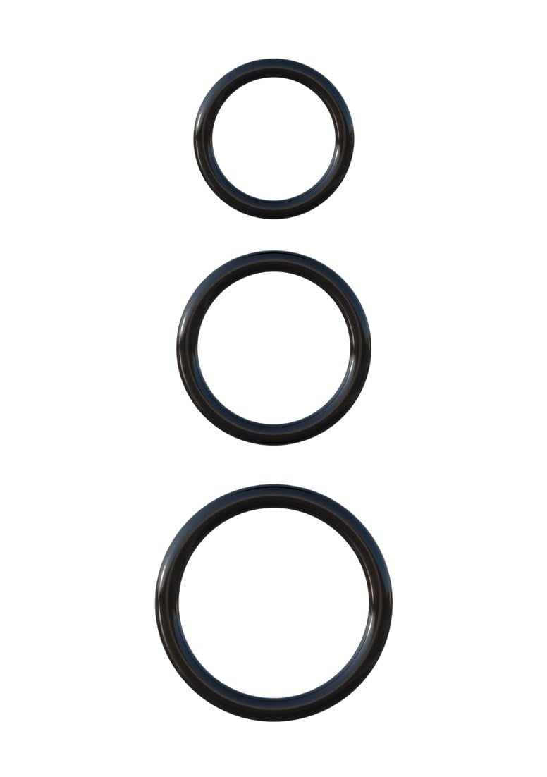 Pipedream Fantasy C-Ringz Silicone 3-Ring Stamina Set, Black, 1 Pound