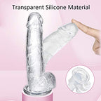 Realistic Transparent Dildo 7.9 Inch Dildo, Adult Sex Toy With Suction Cup, Suitable For Female/Male/Couple, Flexible Dildo With Curved Shaft And Ball, Can Be Used For Vagina G-Spot And Anal Play