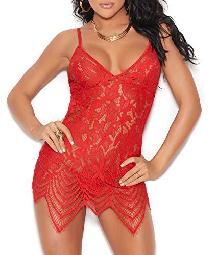 Remy Lace Wireless Chemise Set Red