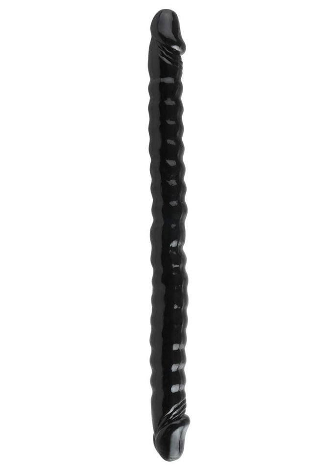Basix Rubber Works 18'' Ribbed Double Dong, Black