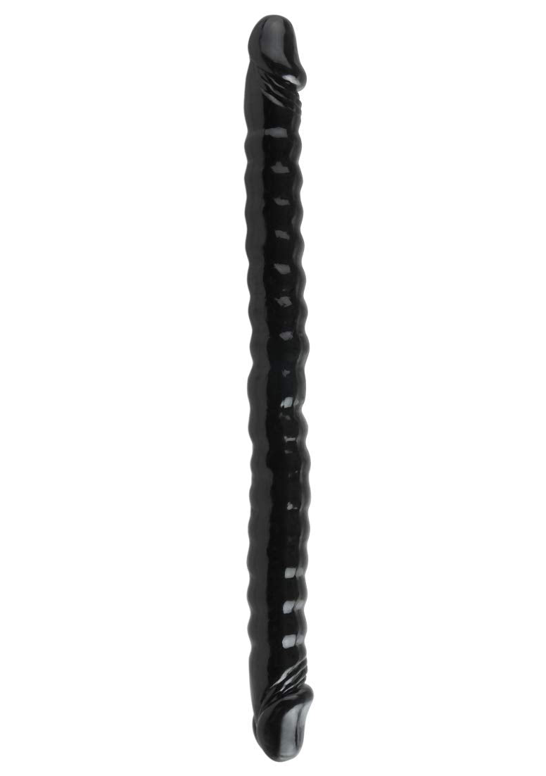 Basix Rubber Works 18'' Ribbed Double Dong, Black