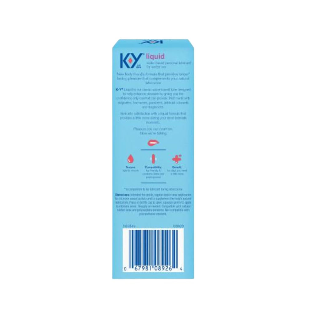 K-Y Liquid Personal Lubricant 4.5 Oz Premium Natural Feeling Water-Based Lube For Men Women & Couples (Pack Of 2)