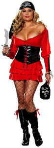 Dreamgirl Womens Pirate Costume, Red/Black, 3X/4X