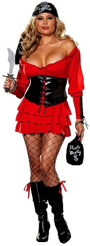 Dreamgirl Womens Pirate Costume, Red/Black, 3X/4X