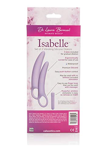 Calexotics Dr Laura Berman Intimate Basics Isabelle - 2 Piece Vibrating Silicone Dilators Set With Ergonomic Finger Loop - Waterproof Fetish Sex Toys For Couples - Purple