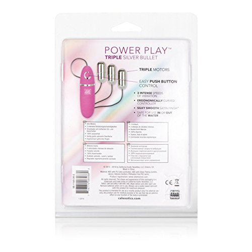 Calexotics Power Play Triple Bullet Vibrator - Waterproof Sex Toys For Couples - Wired Remote Control - Adult Triple Vibe Egg Massager - Pink