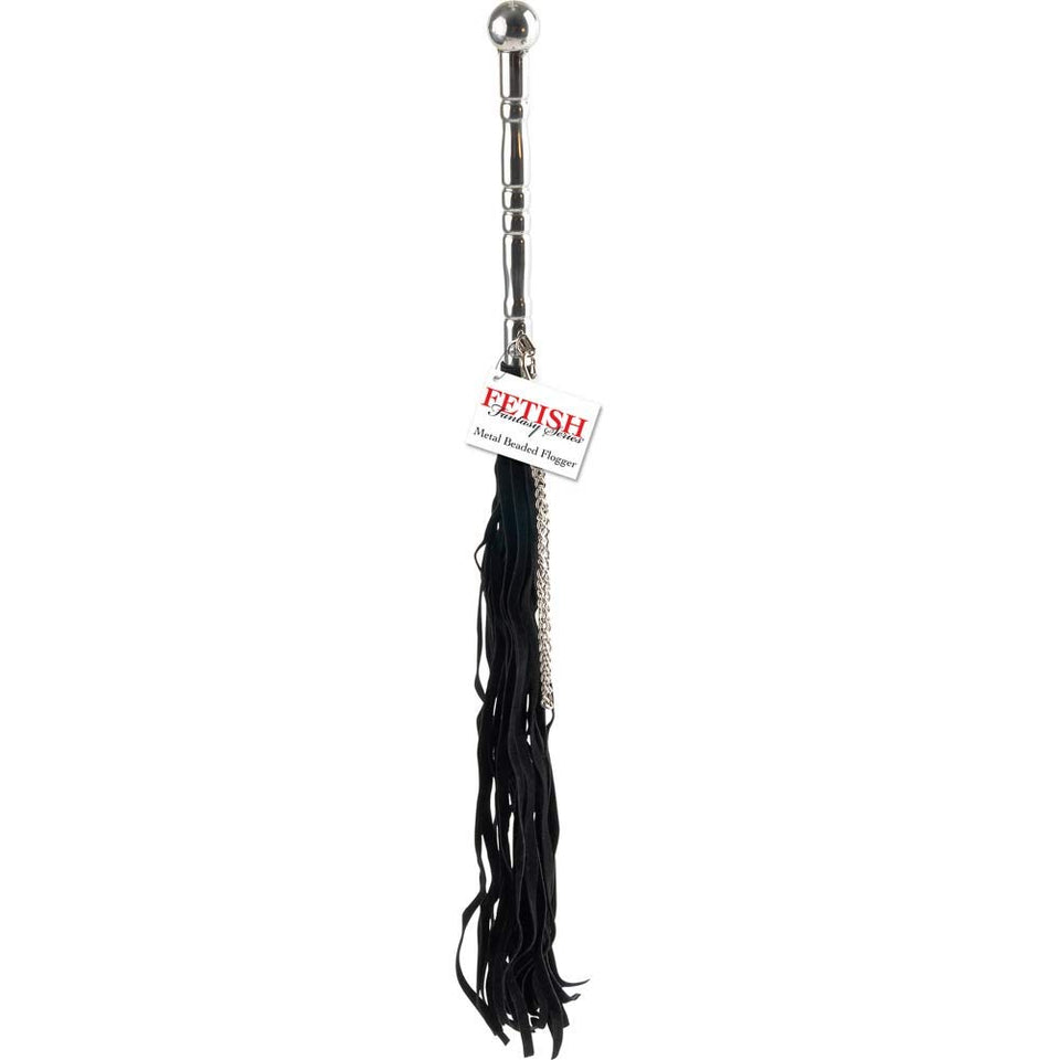 Fetish Fantasy Beaded Metal Flogger  Silver  Black