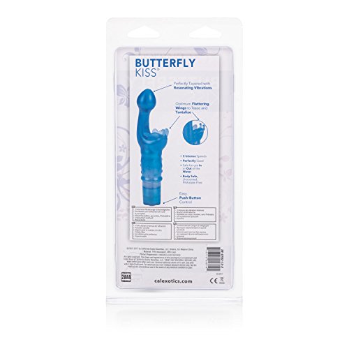 Calexotics Original Butterfly Kiss Vibrator - Multi-Speed Waterproof Vibe - Adult Sex Toys For Couples - Clitoral G Spot Massager - Blue