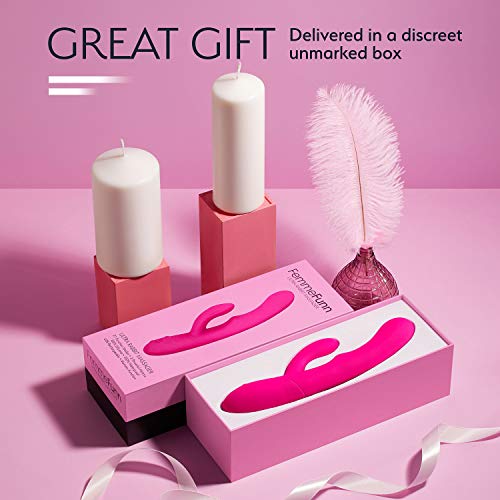 Femme Funn Ultra Rabbit Vibrator Dildo - 7 Speeds & Usb Rechargeable - Clit Stimulator Rabbit Dildo For Women (Pink)