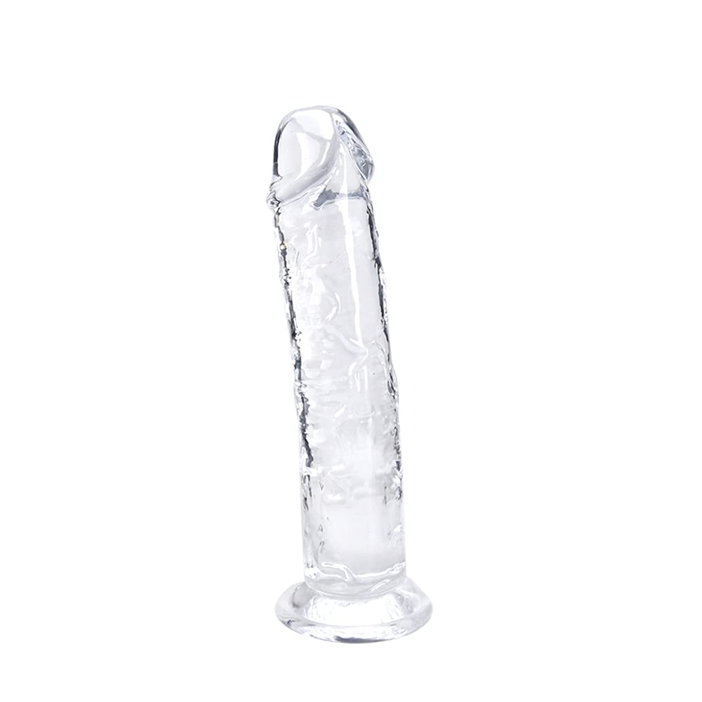 7 Inch Small Realistic Dildo, Soft Lifelike Beginner Sex Toy Thin Penis Clear with Strong Suction Cup for Womens/Men/Gay,Adult L