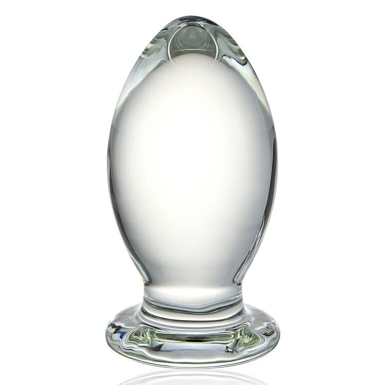 Huge Head Glass Butt Plug, Clear, Extra Large, 22.88 Ounce