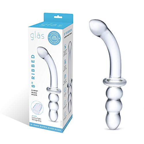 8&quot;  Ribbed G-Spot Glass Dildo