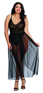 Dg Teddy & Maxi Skirt W/ G-String Blk 3X