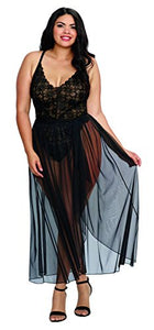 Dg Teddy & Maxi Skirt W/ G-String Blk 3X