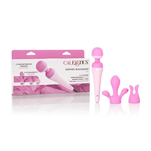 Calexotics Inspire Massager Kit - Body Wand Vibrator & Silicone Attachment Set For Couples     Adult Sex Personal Massager - Pin