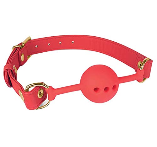 Spartacus Silicone Ball Gag W/Red Pu Straps - 46 Mm