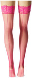 Dreamgirl Womens Neon Fishnet Thigh High Stockings With Silicone Lace Top And Back Seam Hosiery, Hot Pink, 1 Count Us