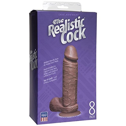 Doc Johnson The Realistic Cock With Removable Suction Cup  8 Inch  Fmachine And Harness Compatible Dildo  Caramel