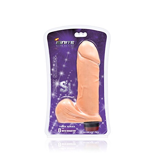 Si 8In Thick Cock W/Balls & Vibe-Flesh