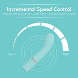 Pillow Talk Racy Mini Vibrator Flexible For Optimal G-Spot Stimulation Incremental Speed Control For Precise Power With Swarovski Crystal Button Rechargeable For Cordless Play (Teal)