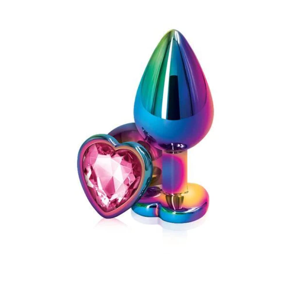 Rear Assets Anal Butt Plug - Multicolor - Medium - Heart-Shaped (Pink Jewel)