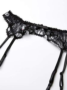 Elegant Moments Womens Plus Queen Size Lace Garter Belt, Black