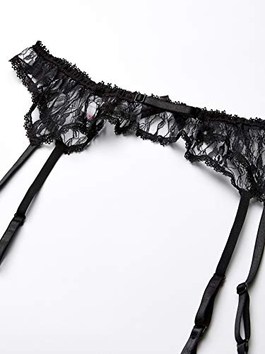 Elegant Moments Womens Plus Queen Size Lace Garter Belt, Black