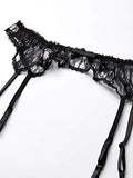 Elegant Moments Womens Plus Queen Size Lace Garter Belt, Black