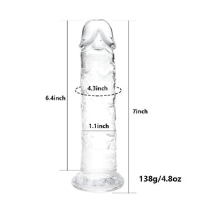 7 Inch Small Realistic Dildo, Soft Lifelike Beginner Sex Toy Thin Penis Clear with Strong Suction Cup for Womens/Men/Gay,Adult L