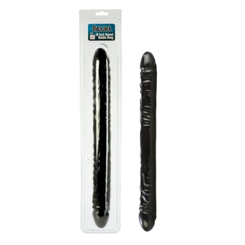 California Exotics Veined Double Dildo, Black, 18 Inches