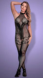 Ms Seamless Halter Body Stocking Bk 1Sz