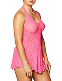 Lace Halter Mini Dress - Queen Size - Neon Pink