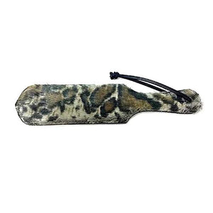 Leather Paddle With Faux  Leopard Fur