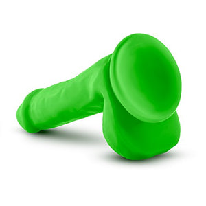 Blush Neo - 6 Inch Sensa Feel Dual Density Technology - Realistic Look And Feel Dildo With Strong Suction Cup - Harness Compatible - Neon Green