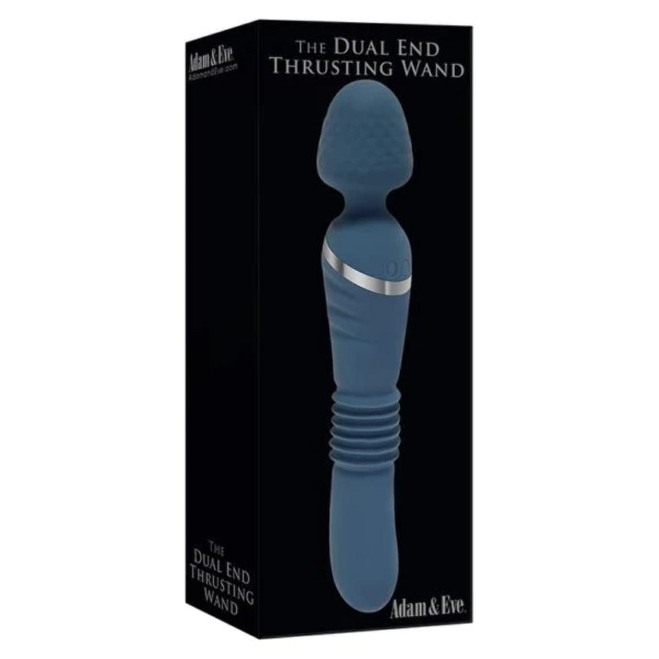 Adam & Eve Dual Ended Thrusting Wand Rechargeable Silicone Vibrator - Teal