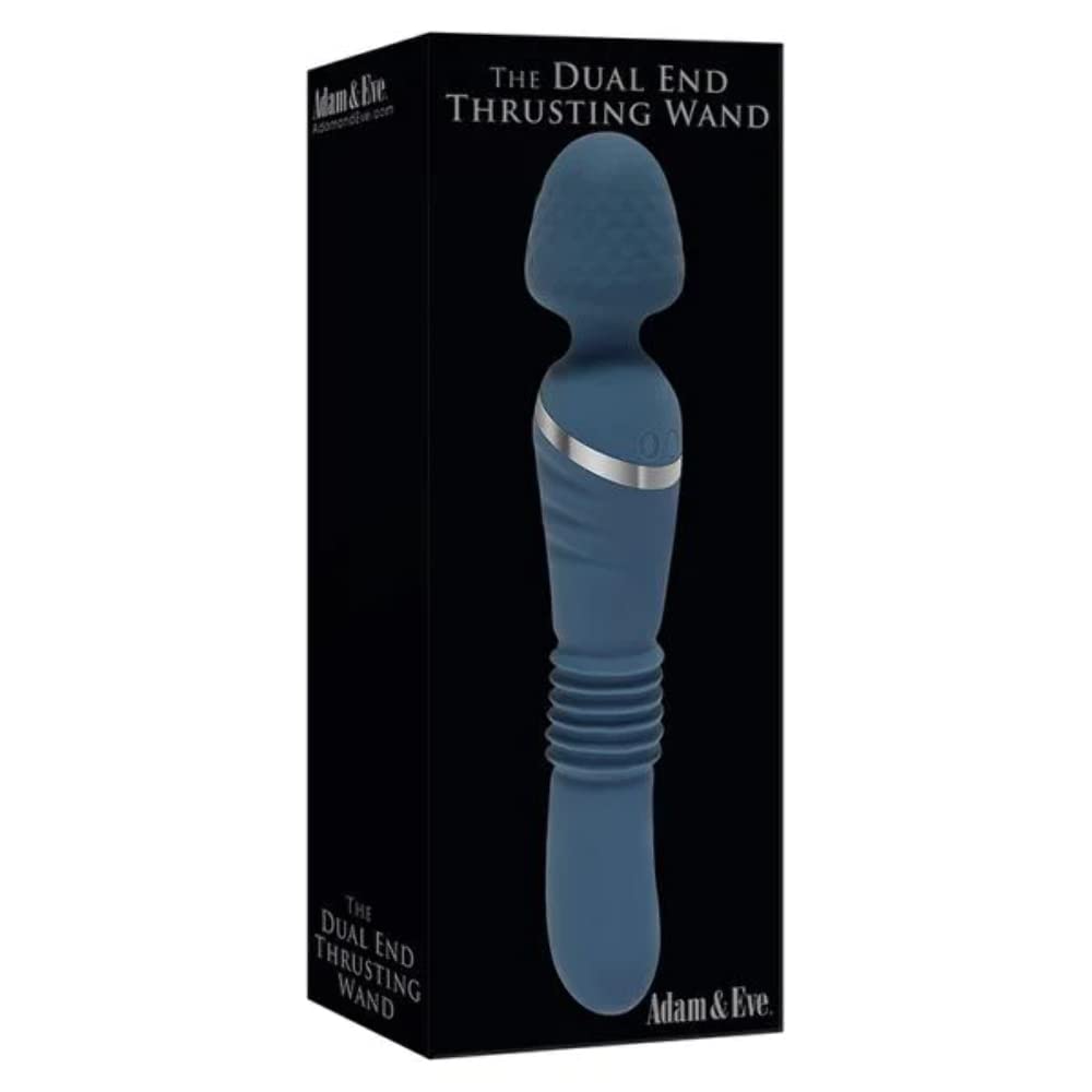 Adam & Eve Dual Ended Thrusting Wand Rechargeable Silicone Vibrator - Teal